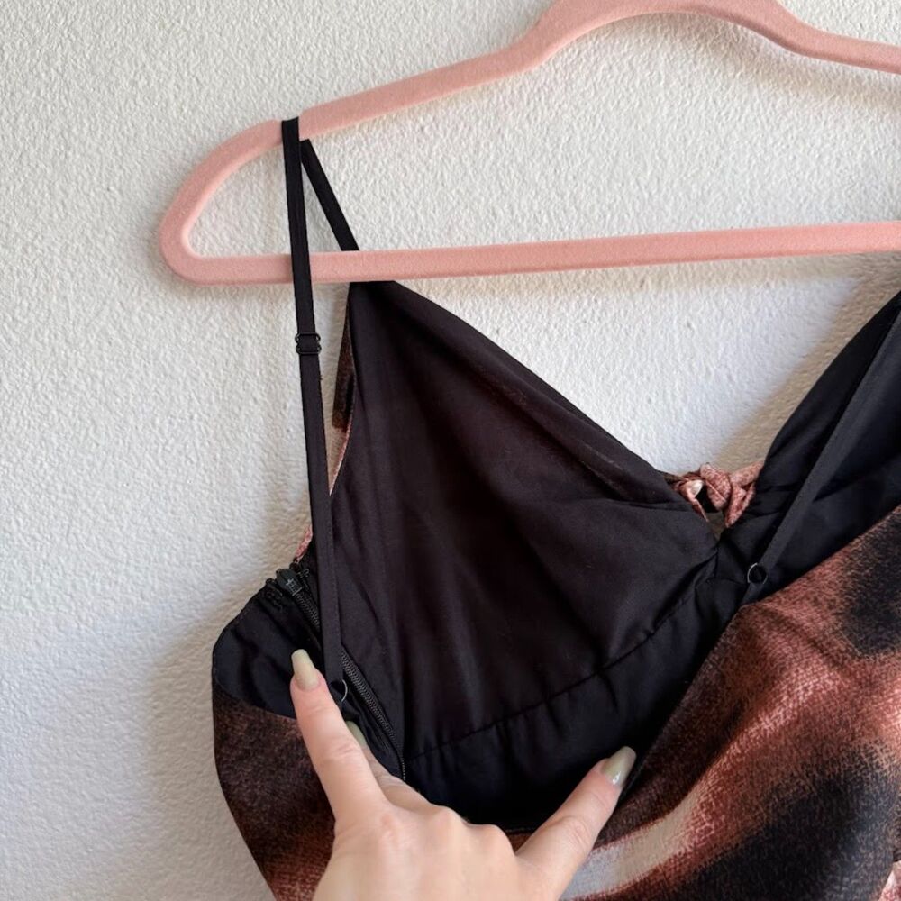 DKNY 100% Cotton Knotted Tie Front Maxi Sun Dress in Brown Ombre Stripe size M - Picture 14 of 16